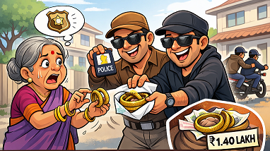 पोलीस असल्याची बतावणी करून वृद्ध महिलेला लुटले; 1 लाख 40 हजाराच्या सोन्याच्या पाटल्या लंपास